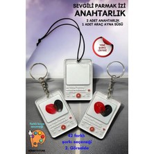 BirbeyStore Dikiz Aynası Süsü 1 Adet Parmak Izi Anahtarlık 2 Adet Çift Sevgili Anahtarlık