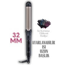 Empressco 32 mm Seramik Kaplama Xl Saç Maşası, Ayarlanabilir Isı, Hediye Eldiven