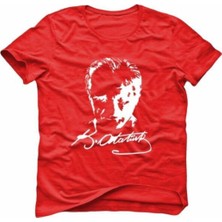 Nacar Atatürk Baskılı Düz Renk Basıc T-Shirt