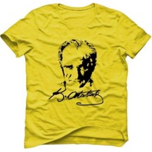 Nacar Atatürk Baskılı Düz Renk Basıc T-Shirt