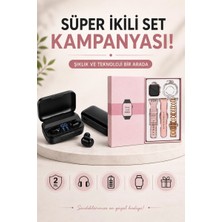Kanonik Education Wireless Şarjlı Pembe Akıllı Saat ve Kablosuz Bluetooth Kulaklık Dokunmatik Kontrol