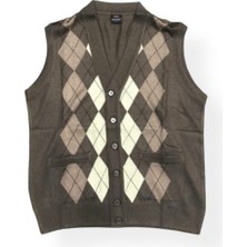 Nacar Store Erkek Desenli Ince Yünlü Triko Baba Yelek