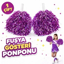 Marsilyan™- 1 Çift ( 2 Adet ) Fuşya Renk 23 Nisan 19 Mayıs 29 Ekim Okul Gösteri Ponponları