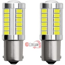 93 P21W Geri Vites Ledi Stop Sinyal LED Ampul 12V Mercekli Beyaz 2ADET
