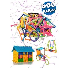600 parça Eğitici Oyuncak Bloklar Geometrik Çubuklar Yapboz Puzzle Gelişim Oyuncağı Karne Hediyesi