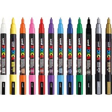 Posca Markör Kalem 3m Set 0.9-1.3 mm Keçe Uçlu (12'li Set)