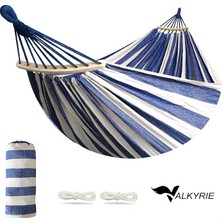 2 Kişilik Renkli Kanvas Hamak 260X150 cm Taşıma Çantalı Ahşap Çubuklu Bahçe Kamp Hamağı La