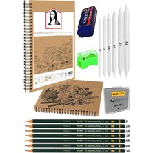 A5 Kraft Eskiz Defteri Spiralli 50 Yaprak Karakalem Çizim Seti Sketch Pad Gölgelendirme Dereceli K