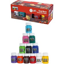 Boya 12 Renk 30 ml 1 Paket Nova Color Guaj Boya Seti 12 Li Su Bazlı Şişe Canlı Renkler Resim Oku