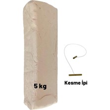 Seramik Hamuru, Doğal Kil Çamuru, Oyun Hamuru, 5 Kg, Çamur Kesme Teli-Ipi Beyaz