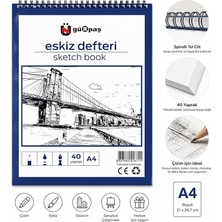 A4 Spiralli Eskiz Defteri, 40 Yaprak, Kurşun Kalem ve Karakalem Için, Öğrenci, Tasarımcı ve Pr