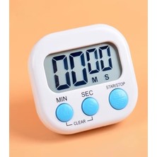 JS-118 Beyaz Mini Dijital Kronometre, LCD Ekran, Mutfak Zamanlayıcı, 7X6X2 cm