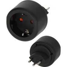 Seyahat Fişi / Seyahat Adaptörü (Seyahat Prizi Adaptörü: Isviçre Prizi ve Euro Fiş) Siyah