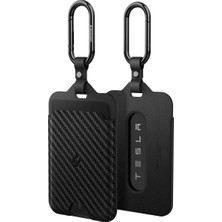 Air Fit Pu Tesla Kart Anahtarı ile Uyumlu Kartlık Cüzdan + Karabiner Anahtarlık (2 Adet) TO245 C