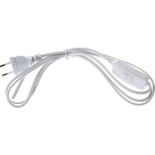 2 Metre Anahtarlı Fişli Hazır Kablo Beyaz 0.50 mm – Abajur, Aplik, Tuz Lambası ve LED Trafo Uy