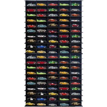 Siyah Dikey Hobi Araba Rafı (Hot Wheels Uyumlu, Matchbox Uyumlu) - Mdf, 5 cm x 15 100, 100 Araçlı