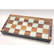 Boy Ahşap Ağaç Pullarla Zarlar Dahil Cilalı Ceviz Rengi Kaplama 46x46 Damalı Tavla Oyun Takımı