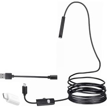 3ın1 (Micro Usb+Type C+Usb A) Androıd Uyumlu 8 mm Işıklı 5 Metre Endoskop Yılan Kamera