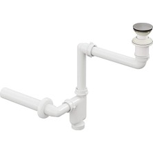 Bagno Smart Pop-Up Sifon, Taşma Deliksiz Krom +Comfort Yer Kazandıran Lavabo Sifonu -2 Parça Set