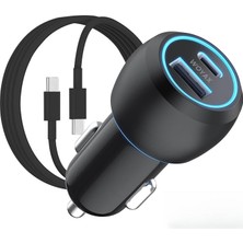Araç Şarj Aleti Çakmaklık Type-C + USB Girişli Kablolu Set 38W