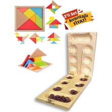 Ahşap Mangala ve Tangram Ikili Set Zeka Gelişim Stres Oyunları