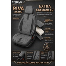 Trobus Hyundai I10 2008-2013 Uyumlu Riva Serisi 2+1 Ticari Füme Siyah Ortopedik Koltuk Kılıfı
