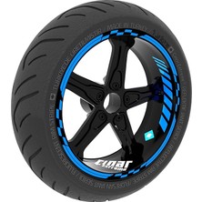 Gp Iç Dış Jant Şeridi Takım Sticker Reflektif, Floresan, Özel Renkler Azur Mavi