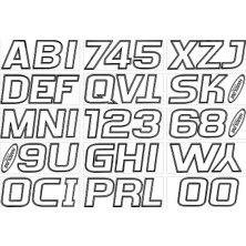 Products Seri 700 Fabrika Uyumlu 3 Inç Tekne ve Pwc Kayıt Numarası Kiti, Beyaz/siyah
