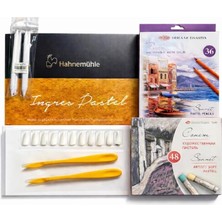 Soft Pastel Seti, 48 Renk Toz Pastel, 36 Renk Pastel Kalem, Hahnemühle Ingres Defter, Karıştırı