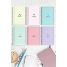 Set (2* Çizgili-Çizgisiz-Kareli) Spiralli A5 Kalın Karton Kapak Pastel Seri 96 Sayfa Defter Çek