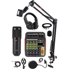 Rec Paket-2 BM800 Mikrofon Phantomlu Mikser Kulaklık Stand Filtre Set