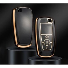 Keys Lüks Ford Kuga Mustang Fusion Ecosport F150 F250 Ranger Akıllı Anahtar Koruma Kılıfı, Siy