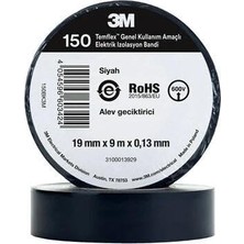 Plus Px-3mpz 3m Siyah 3m Izole Bant (Elektrik Bandı), Yüksek Isıya Dayanaklı Izole Bant 10LU Pa