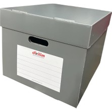 Kutusu 41X35X30H Geniş 5 Klasör Kapasiteli Gri Renkli Oluklu Plastik Arşiv ve Taşıma Kutusu Sa�