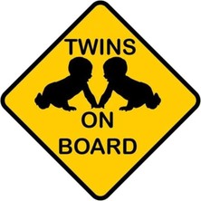 Arabada Ikiz Bebek Var Twins On Board Araba Sticker 18CM Renkli, TSCLEDXQQ34