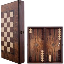Wood Art Klasik El Yapımı Ahşap Tavla Seti Orta Boy