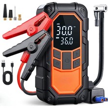 8000MAH Şarjlı Acil Durum Akü Takviyeli Araç Motosiklet Top Şişirme Pompası Hava Kompresörü