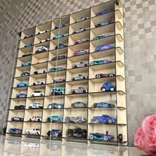 Kapaklı 1/64 Ölçek 50ARAÇ Hotwheels Matchbox Metal Araç Uyumlu Model Oyuncak Araba Rafı-Akçaa