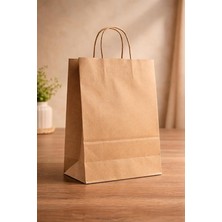 Kraft Kağıt Torba, Kahverengi, Bükümlü Saplı, 12 * 25 * 31 Alışveriş ve Hediye Ambalajı I�