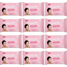 3’ü 1 Arada Makyaj Temizleme Mendili Yüz, Göz & Dudak Için, 240 Yaprak (12 Paket x 20’li)