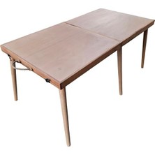 Kamp Masası, Doğal Kayın Ağacı, 60X110X50 Cm, Bej, Vernikli, Piknik Bahçe Balkon Kullanımı I