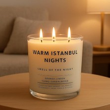 Istanbul Nights | Premium Soya Mumu | 12 Oz, 3 Fitilli, 45+ Saat Yanma Süresi | Portakal, Ihlamur,