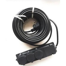 Metre 3'lü Grup Priz Kablo, 3x2,5 mm Cca Ttr, Siyah Renk, Topraklı Kauçuk Seyyar Elektrik Kablosu