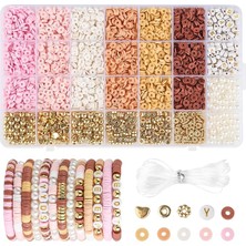 Yakl. 2680 Adet Heishi Boncuk Seti, 6 mm Polimer Kil Boncuk, 6 Renkli Kil Boncuk, Bileklikler, Bilek