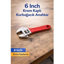 Inç Krom Kaplı Ayarlı Kurbağacık Anahtar, Çelik, 15 Cm, Çok Amaçlı Tamir ve Tesisat El Ale
