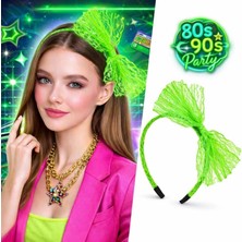 Marsilyan™- 80’ler 90’lar Neon Yeşil Dantel Taç Fiyonklu