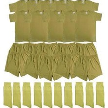 Nacar Store Erkek Asker 10'lu Haki Iç Çamaşır Seti