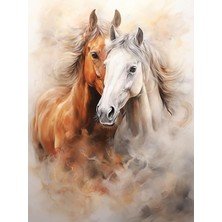 Baskılı Sayılarla Boyama Hobi Seti (Çerçeveli) 50X65 Cm: Asil Atlar