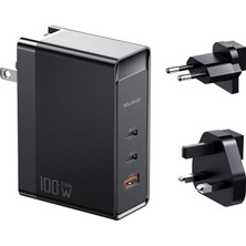 Gan 100W 3-Port Fast Charger, Siyah