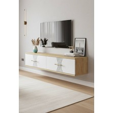 Yumedi Design TDA1232DB -Merve Duvara Montaj Tv Stand , Tv Sehpası 120CM Safirmeşe-Beyaz